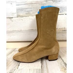 OJAI Bird Of Flight Womens 6 Tan Suede Almond Toe Seam Ankle Booties Brazil
